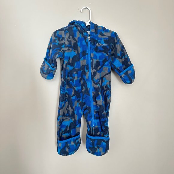 Columbia Snowtop II Fleece Bunting Blue Camo - 6-12m - Picture 1 of 8